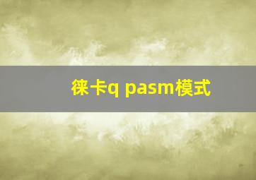 徕卡q pasm模式